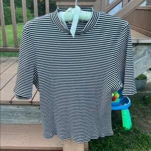 Boden Navy and White Striped Top